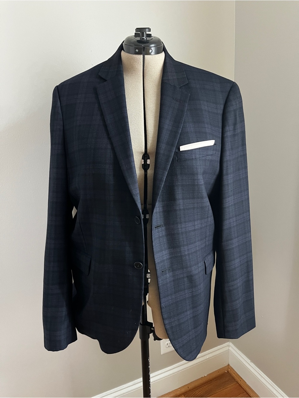 H&M Dark Navy Plaid Sport Coat